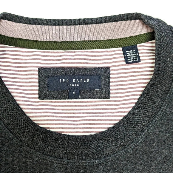 Ted Baker London Tricks Slim Fit Quilted Jersey Sweater Dark Gray Size US Large - Picture 4 of 10